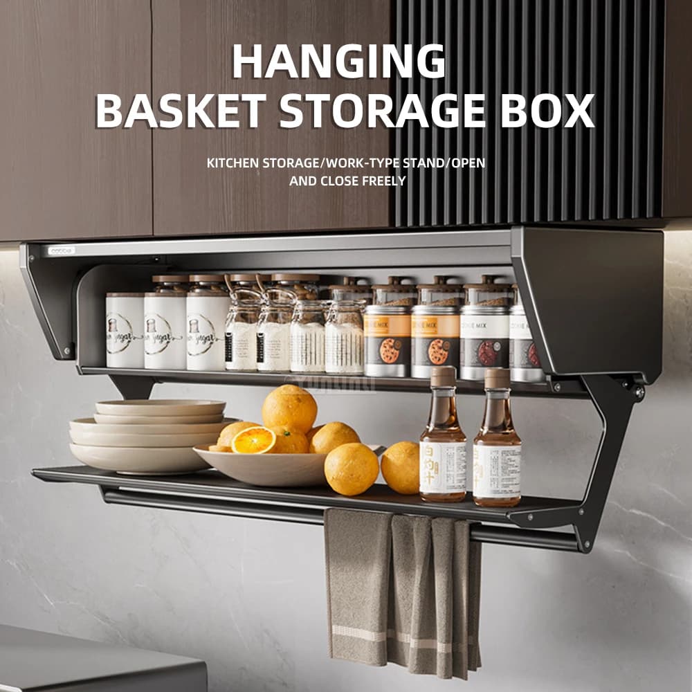 Set Organizzatore per Mobili da Cucina in Alluminio, Cestello Estraibile e Cassetto per Pentole, Piatti e Spezie