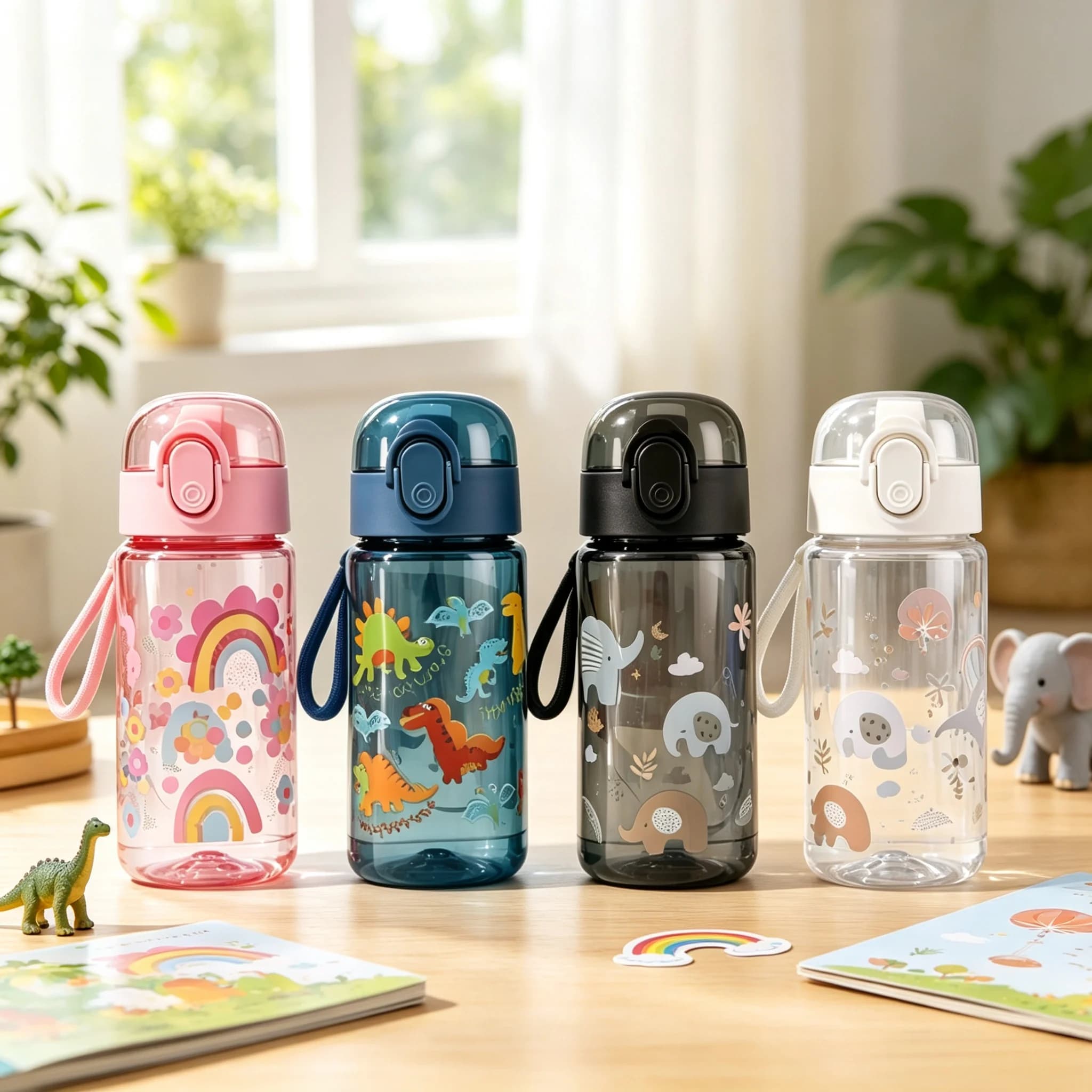 Children's bottle for summer students Plastic bottle 550 ml Antique and leak-proof portable sports bottle