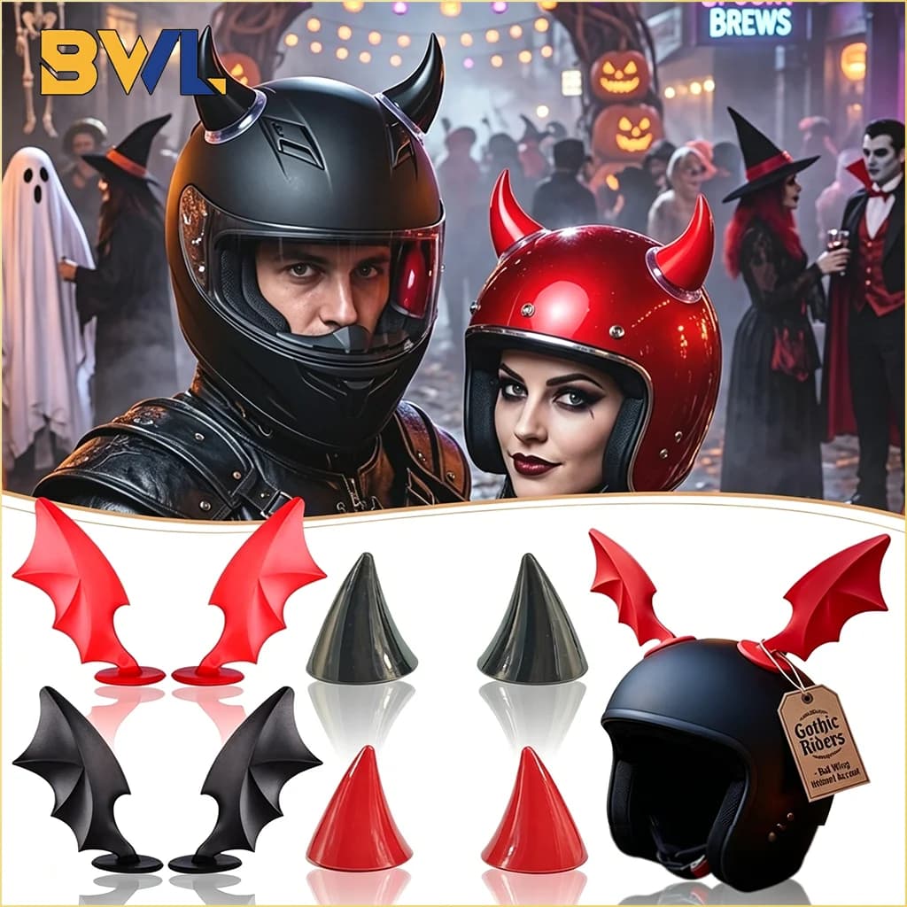 Cute Devil Horn Wings Helmet Accessories Red Black Decoration for Motorcycle Electric Bike Headset Luggage Box DIY Styling Props