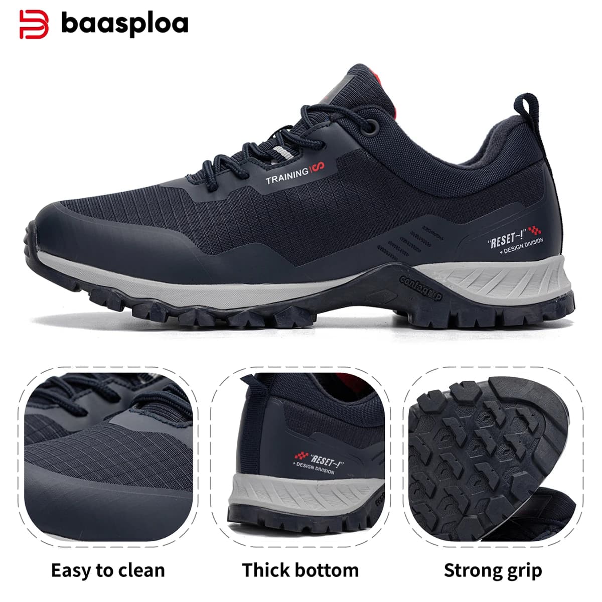 Baasploa Men's Outdoor Gymnastics Shoes New Waterproof Wear Resistant Anti-slip Trekking Shoes Lightweight Casual Men's Walking Shoes