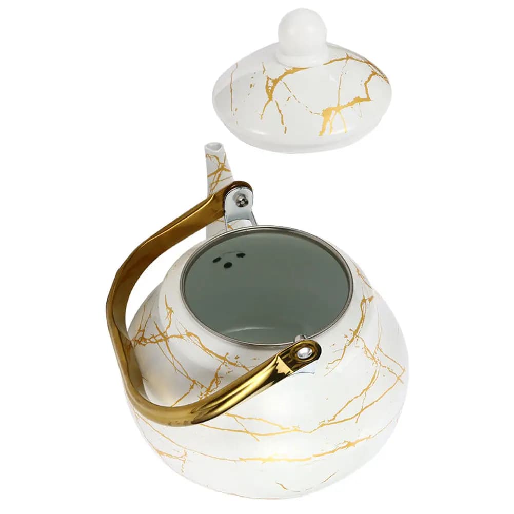 Marble Texture Enamel Tea Kettle Stovetop Water Heater for Gas Electric Induction Stove Stress Relief Home Hotel Restaurant Use