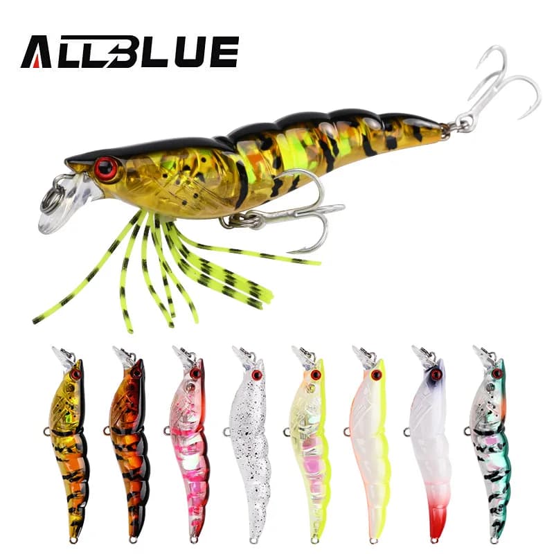 ALLBLUE 3D Flash Shrimps 70mm 7g Shallow Minnow Longcast Laser Fishing richness Wobbler Bass Pike Artificial baits Face