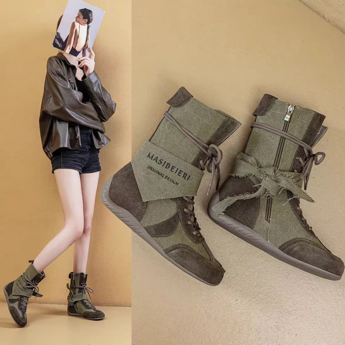 Women's Sport Shoes for Race and Stroller Autumn 2025, Snow Boots in Casual Canvas with Laces and Round Toe, Brand Trendy Zapatillas Mujer