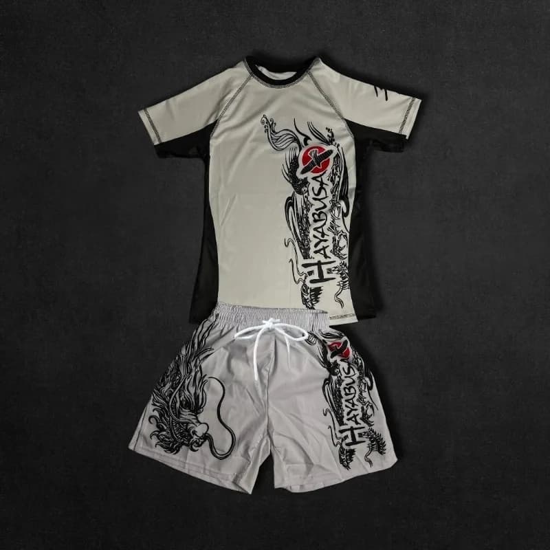 Completo Sportivo Traspirante da Boxe 2026 per Uomo, Set Estivo ad Asciugatura Rapida per Allenamento da Combattimento, Maglietta a Maniche Corte e Pantaloncini MOTO