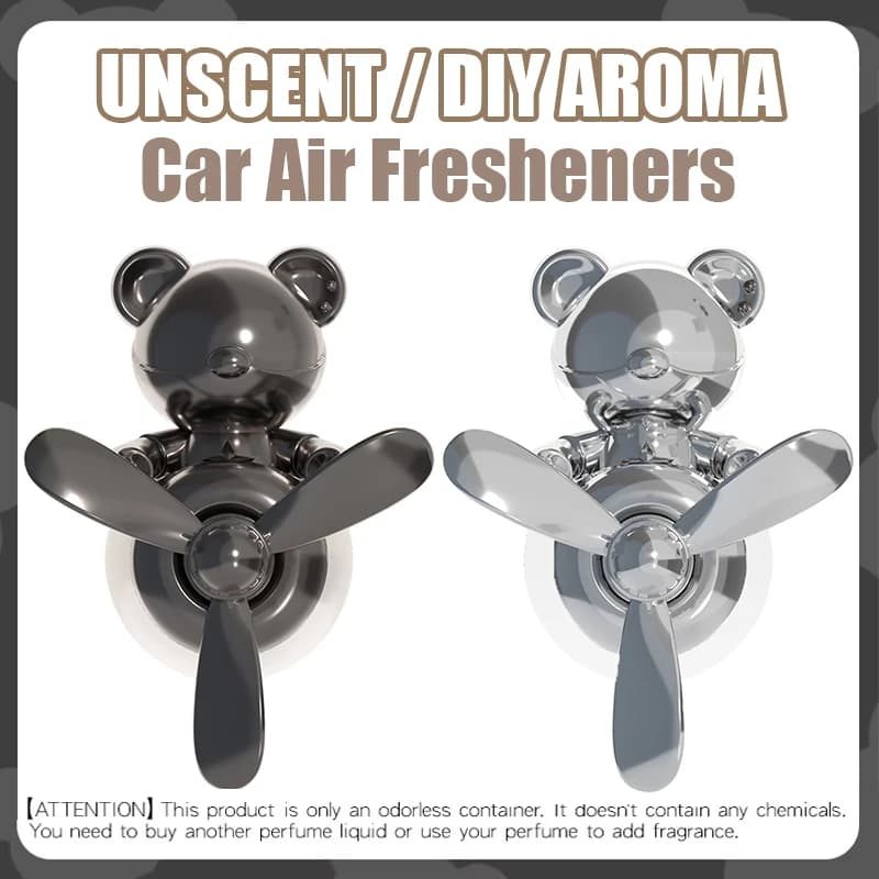 Diffusore di fragranze per auto senza profumo, fai da te, divertente, a forma di orso pilota, decorazioni rotanti per auto, accessori, deodorante per ambienti.