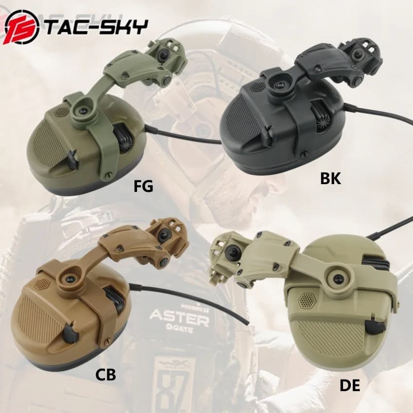 TS TAC-SKY Cuffie tattiche con supporto adattatore ARC Cuffie da tiro Cuffie da caccia con cancellazione attiva del rumore per Airsoft Spor