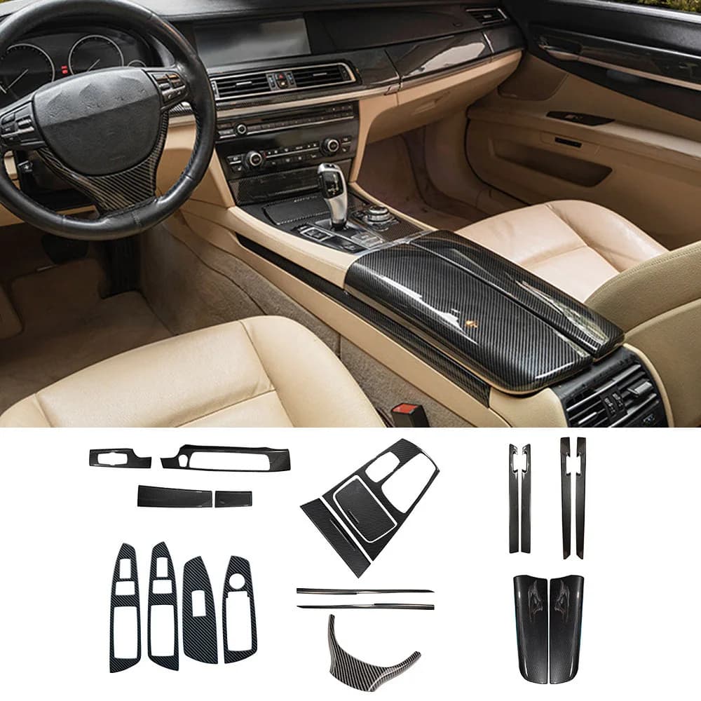 Adesivo in fibra di carbonio per interni auto, copertura del pannello del cambio per BMW F01 F02 F03 F04 Serie 7 2009 2010 2011 2012 2013 2014 2015