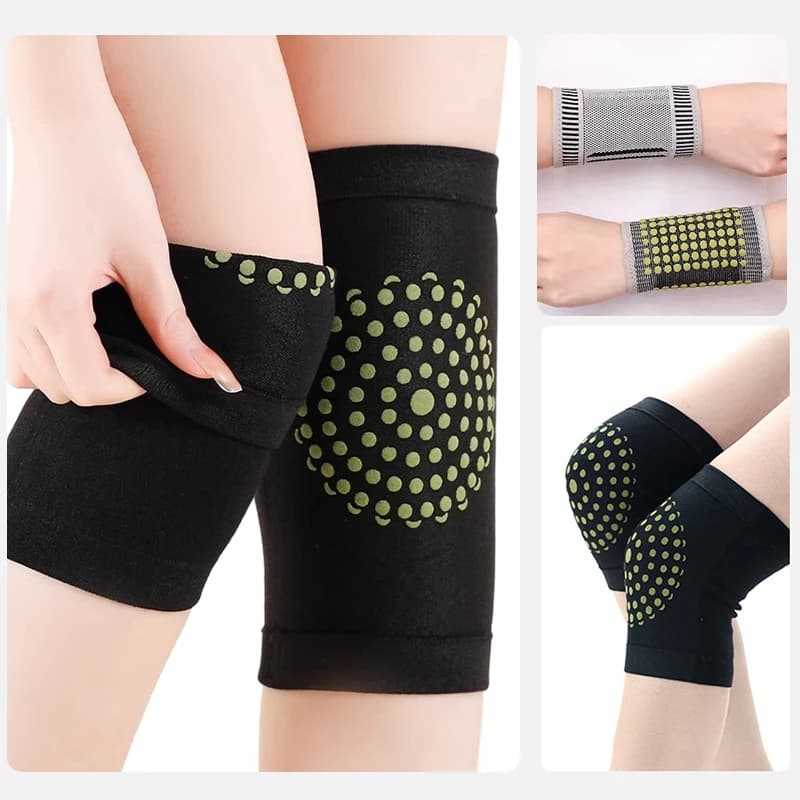 1 Set Polsiere autoriscaldanti in grafene Ginocchiere Manica Anti-freddo Artemisia Impacco caldo Supporto per ginocchio Tenere al caldo Ginocchiere