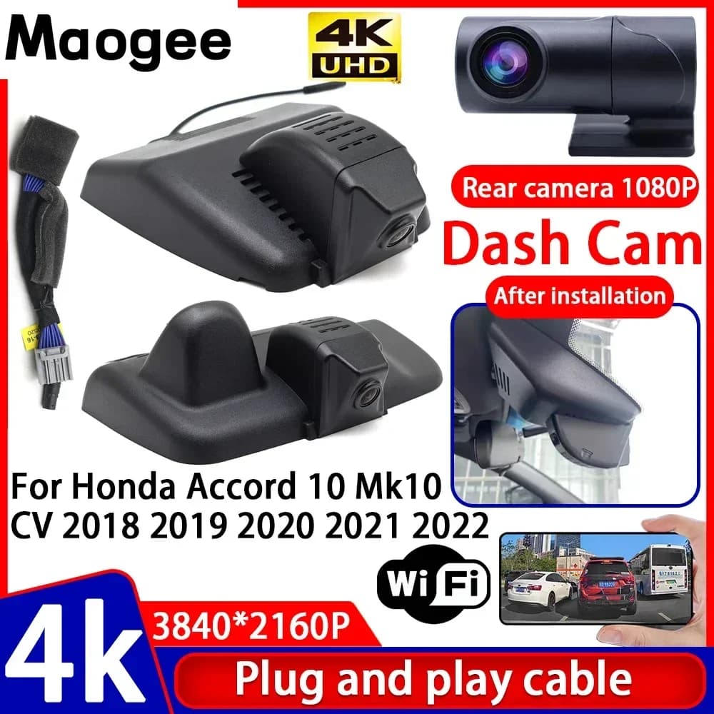 Videoregistratore 4K UHD Plug and Play, Dash Cam per Auto Honda Accord 10 Mk10 CV 2018 2019 2020 2021 2022