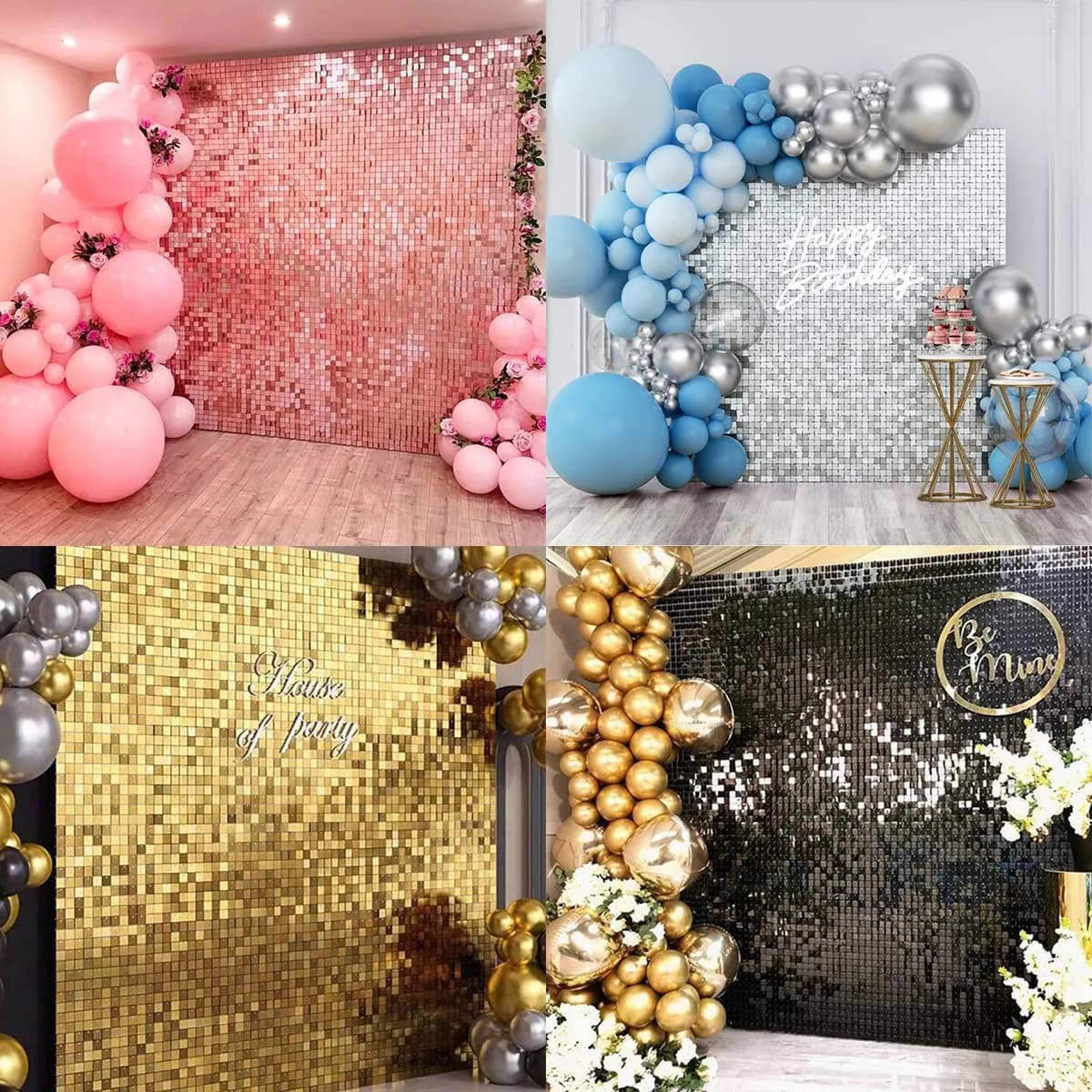 Tenda da 2 m con paillettes, decorazione per feste di compleanno, sfondo per decorazioni per matrimoni, sfondo per baby shower, sfondo glitterato per anniversario per adulti