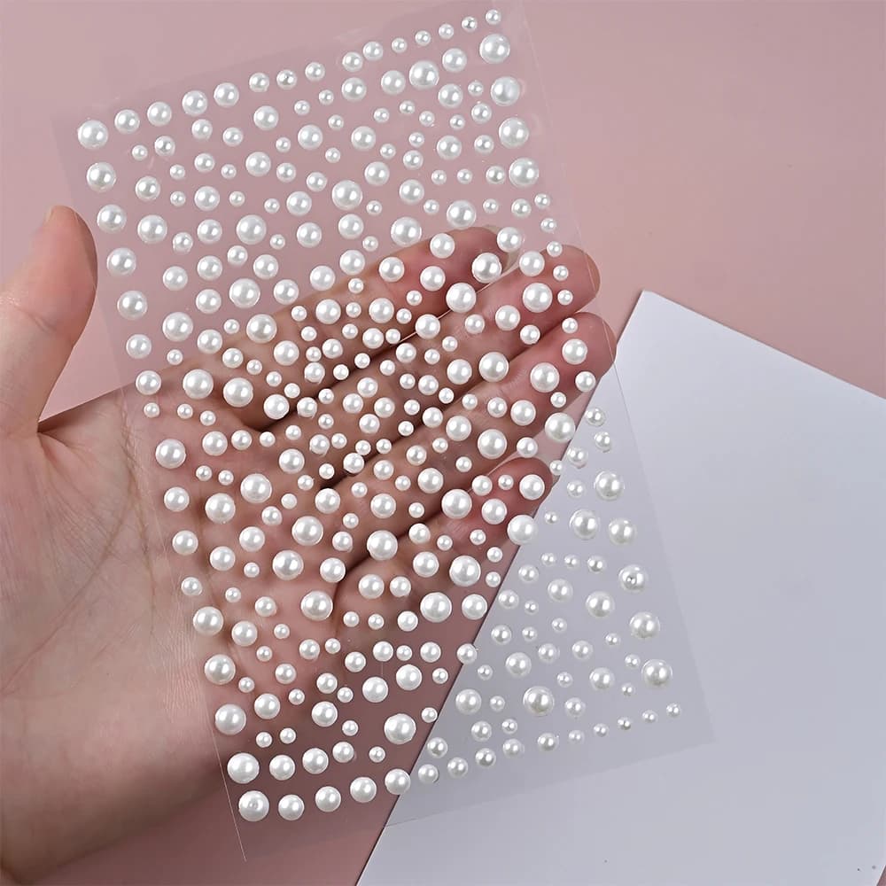1/3/5 Foglio 3D Bianco Perla Occhi Viso Tatuaggio Autoadesivo 3D Viso Gemma Gioielli Ombretto Adesivi Perle Rotonde Trucco Strass