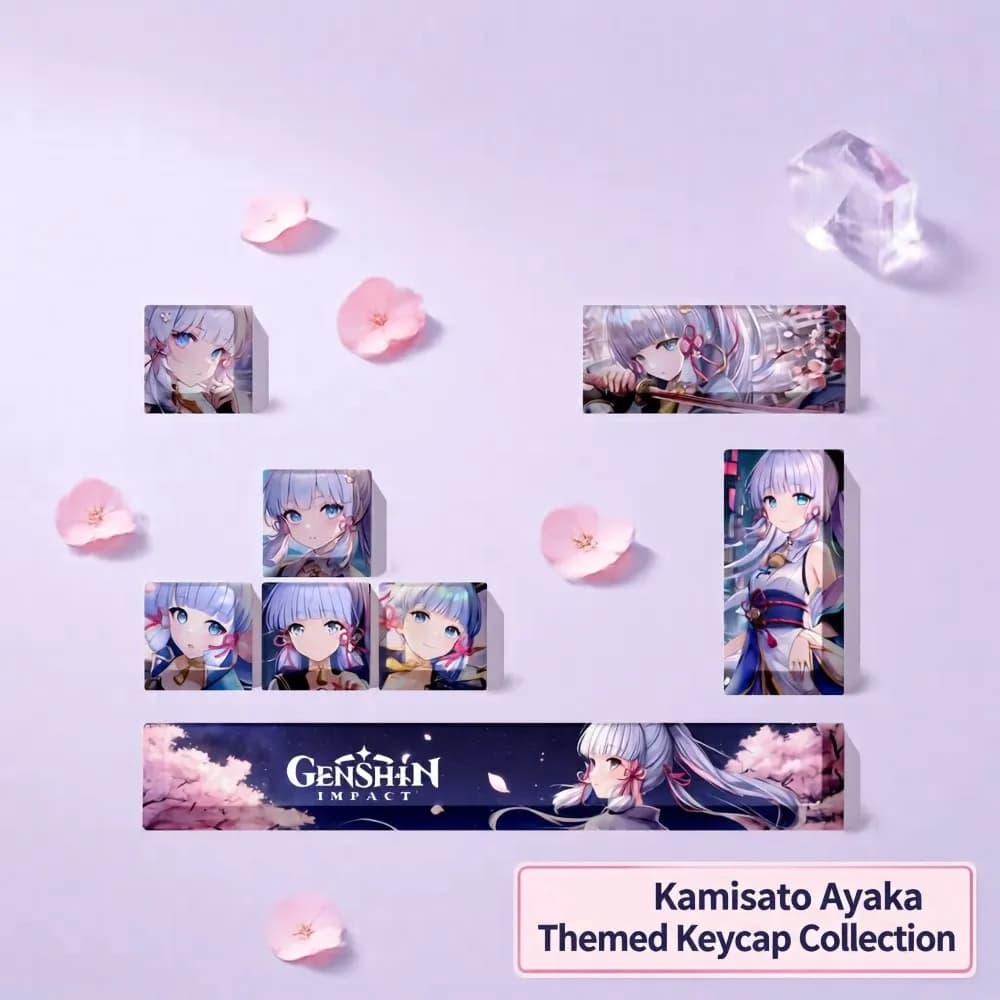 8 Key/set Keycap Kamisato Ayaka Shenhe Ganyu Keycaps Mechanical Keyboard Accessories Genshin Impact Original Height Gift