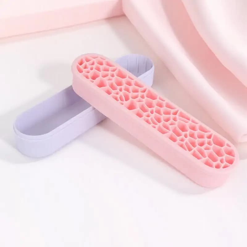 Silicone Makeup Brush Holder, Usura Resistant, Brush Organizer, Drying Support, Pink Storage Shelves, Travel Laptop