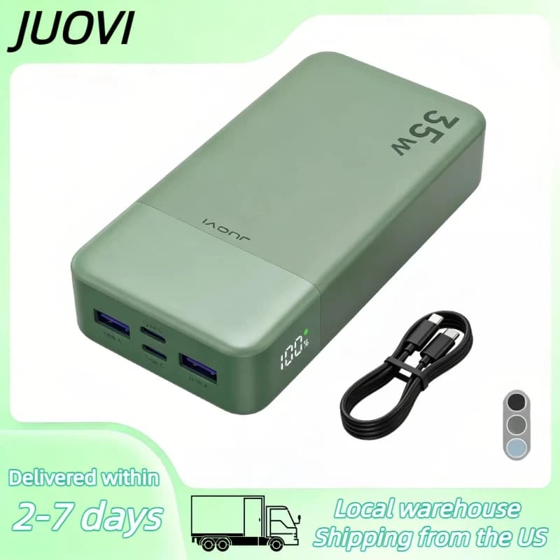 JUOVI Power Bank 20000mAh PD35W a Ricarica Rapida, Batteria Esterna USB C a 4 Porte (2C2A) Compatibile con iPhone Samsung iPad Switch, Piccolo