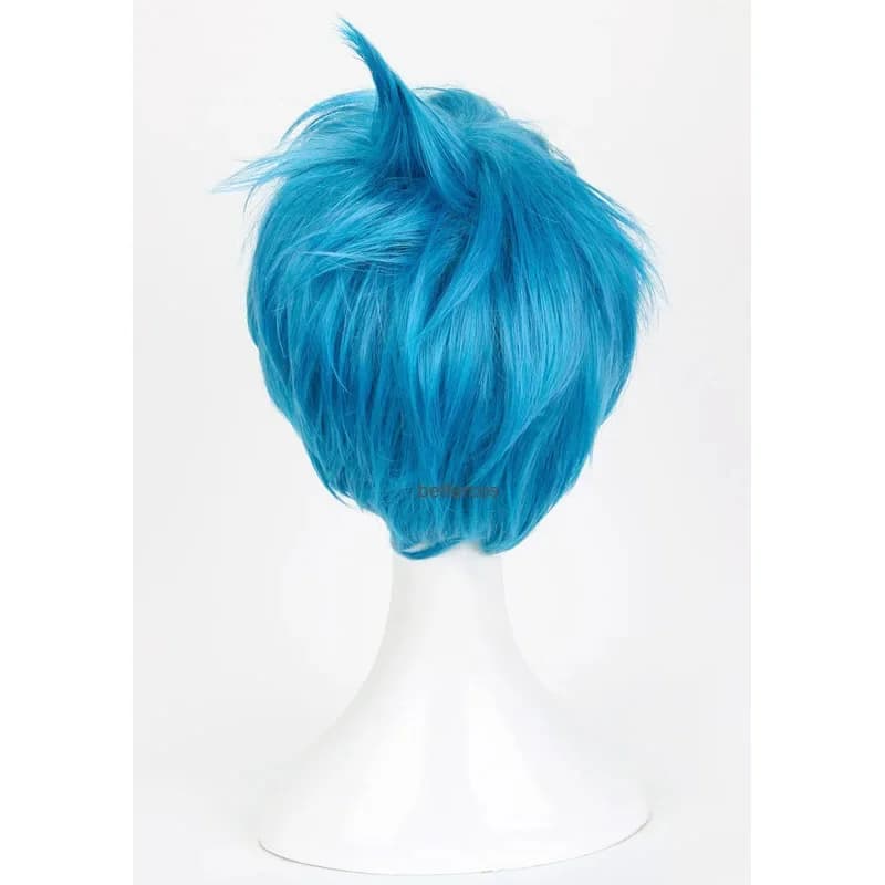 Film Inside Out Joy Parrucche Cosplay Capelli sintetici corti blu resistenti al calore + cappuccio per parrucca