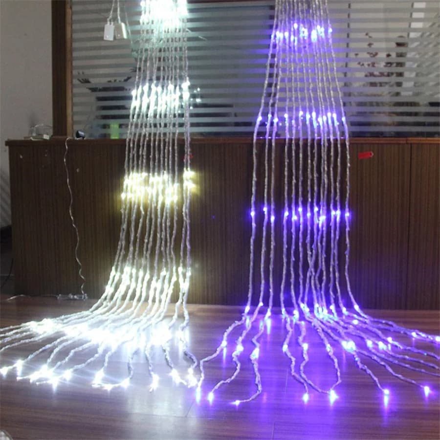 Cascata Ghiacciolo Luci Della Tenda 3X2/3X3M Esterno Led Natale Fata Luci Della Stringa Pioggia di Meteore Ghirlanda di Nozze Lampada di Sfondo