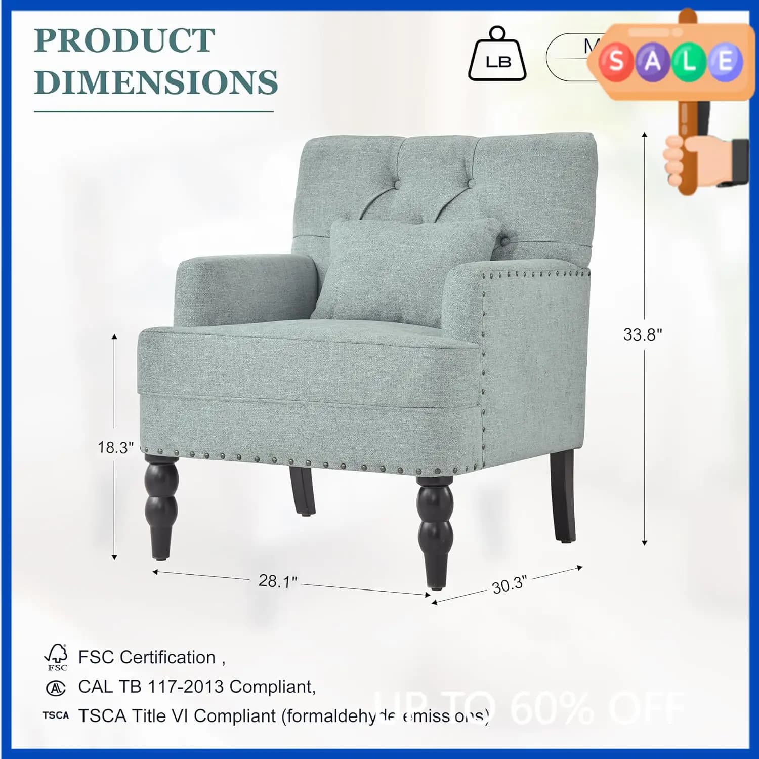 Poltrona Club Trapuntata in Offerta, Poltrona Decorativa con Cuscino Lombare, Poltrona Imbottita con Bottoni, Sedie Divano in Tessuto Lino per Camera da Letto