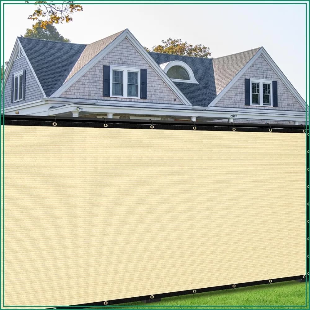 8x50ft Beige Privacy Screen Fence Cover Heavy Duty Mesh with Zip Ties for Deck, Patio, Backyard, Pool, Porch, Railing