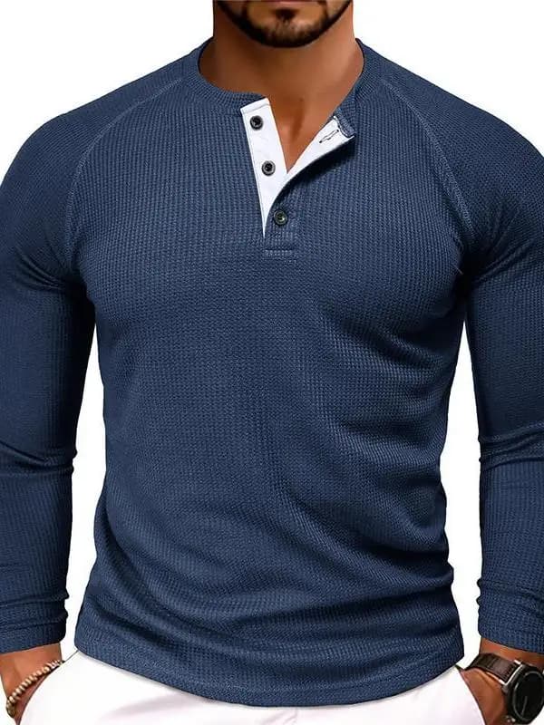 Men's Long Sleeve Shirt Shoulder Inserted Spliced Thickened Daily Wear Pure Color European Style T-shirt Male Fashion Clothing