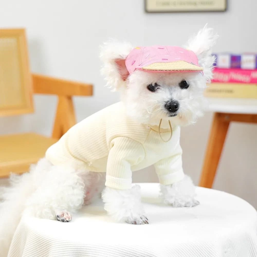 Cappello da Pescatore Regolabile per Cani, Protezione Solare, Motivo Gelato, Cappello Parasole per Gatti, Protezione Orecchie, Traspirante, Cappello Solare per Animali Domestici, per Fotografia