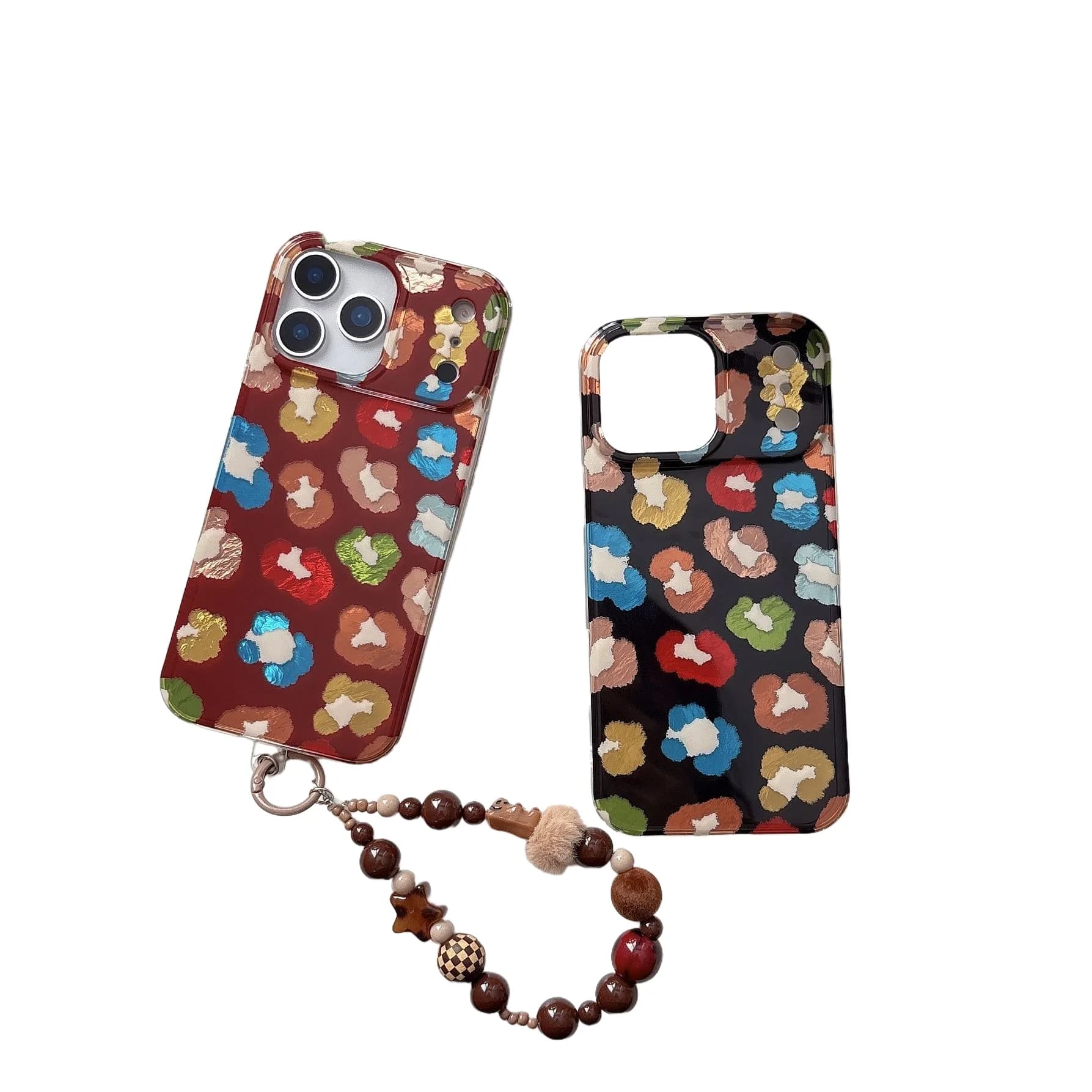 Custodia per telefono con motivo leopardato colorato per iPhone 17 16 15 14 Pro Max Cover completa