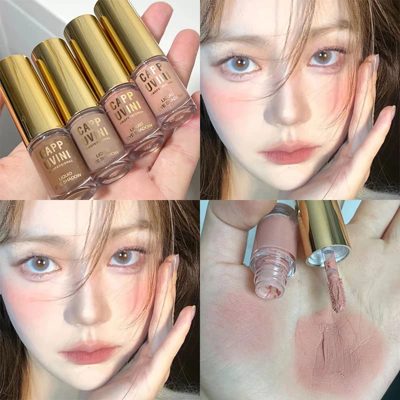 【Cappuvini】 Ombretto liquido glitterato Stick Contorno Blush Pigmento Fine Shimmer Matte Naturale Guancia Latte Ombra Crema Trucco occhi
