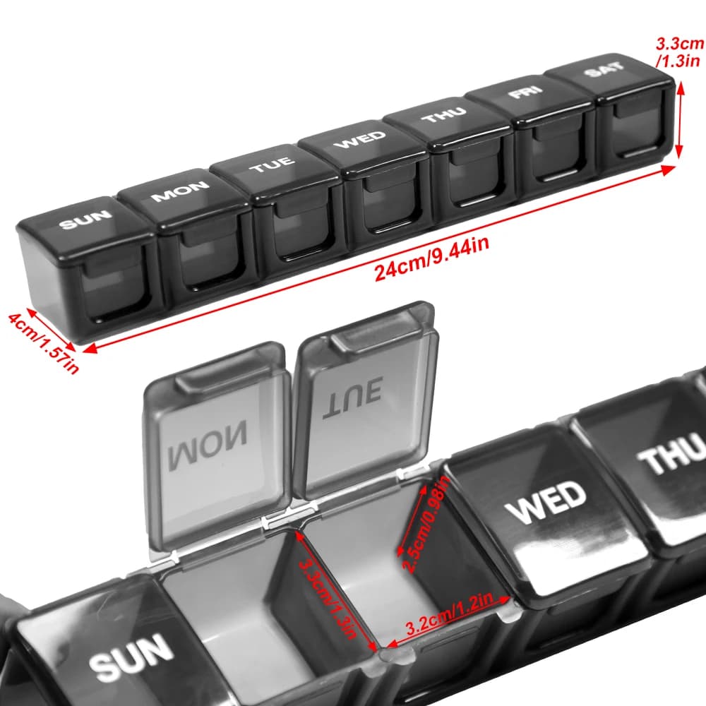 1 piece extra large pill holder, weekly pill holder, 7-day pill holder with transparent cover, medicine organizer suitable for vitamin arthritis