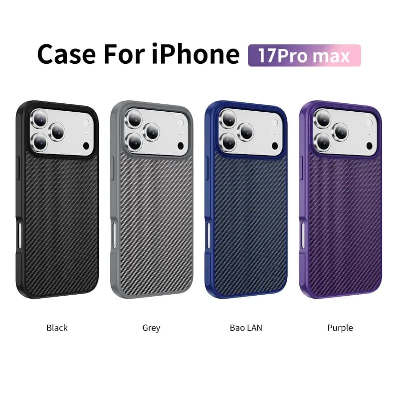 Minimalist Slim Carbon Fiber Texture Case For iPhone 17 16E 15 14 Plus 13 18 Pro Max Invisible Magnetic Charging Protect Cover