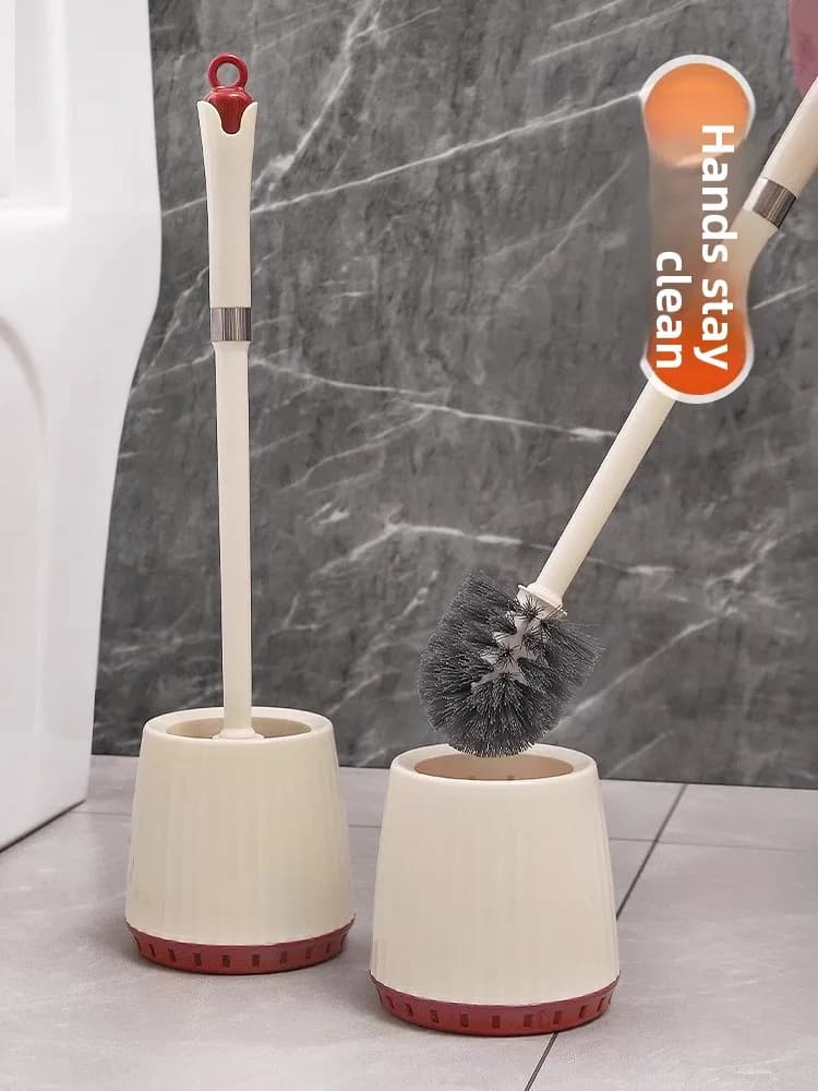 Spazzola per WC con manico lungo per uso domestico, spazzola per la pulizia con testa rotonda e base, senza angoli morti, detergente per WC da bagno