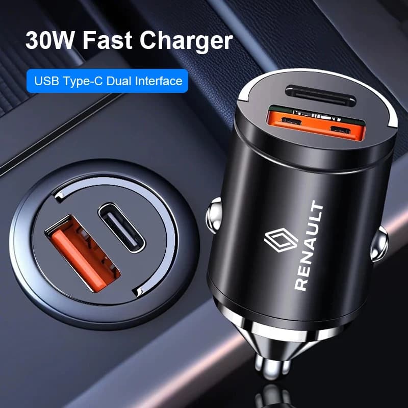 Caricabatterie USB Mini a doppia porta da 200W per auto, adattatore di ricarica ultra rapida per Renault Clio Koleos Megane Espace QM6 Kadjar Captur Scenic D