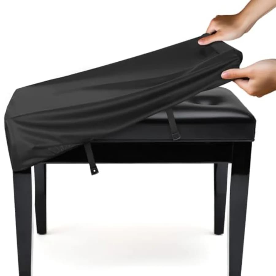 Stretchy Leatherette Piano Bench Cover, 21" Lx13 Wx5 H Waterproof Dust Slipcover, Seat Cushion Protector, Piano Stool