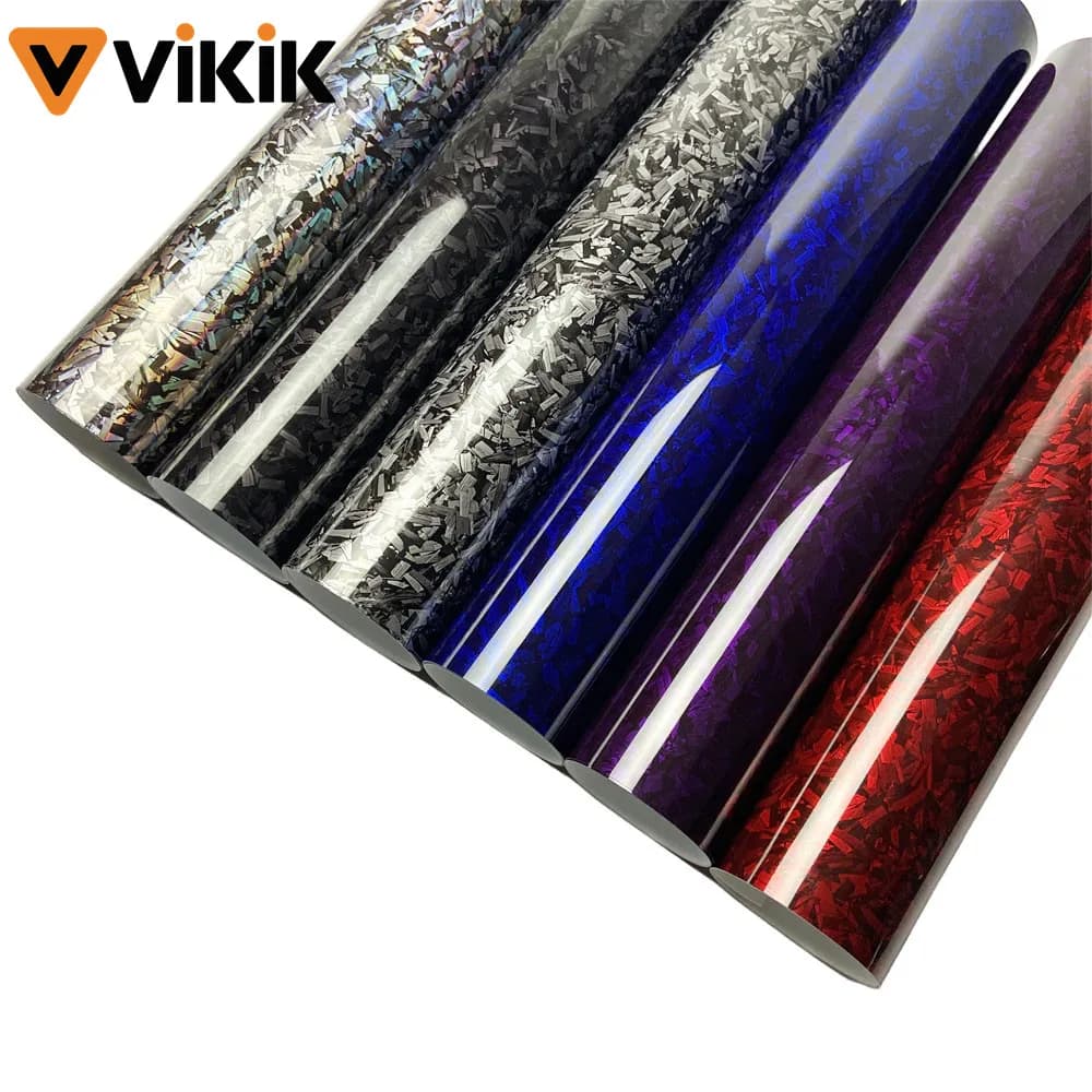 Adesivi per Auto in PET, Pellicola Vinilica Effetto Fibra di Carbonio Forgiata, Accessori Auto, Decalcomania Autoadesiva per Auto e Moto