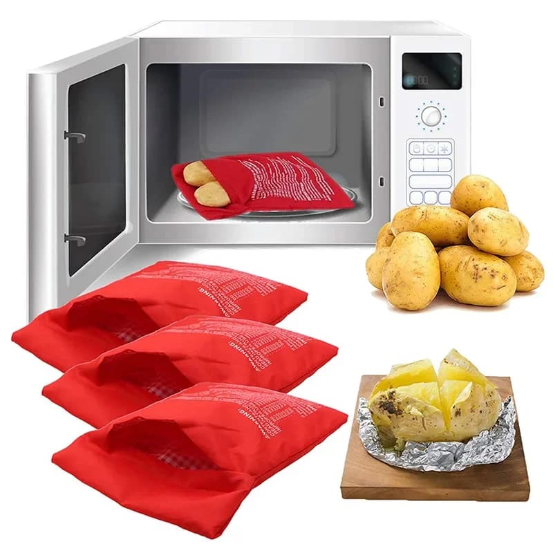 Microwave Potato Bag Reusable Microwave Potato Bag Express Baked Potato Cooker Perfect potato sauce 4 minutes red case