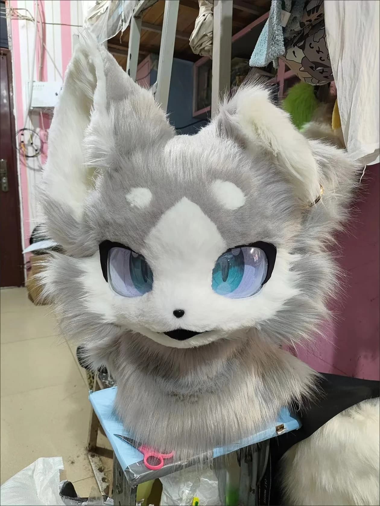 Yis cosplay mask, fur mask base, Fursona, Kigurumi, Kemono, animal skull, custom beast head, handmade mask