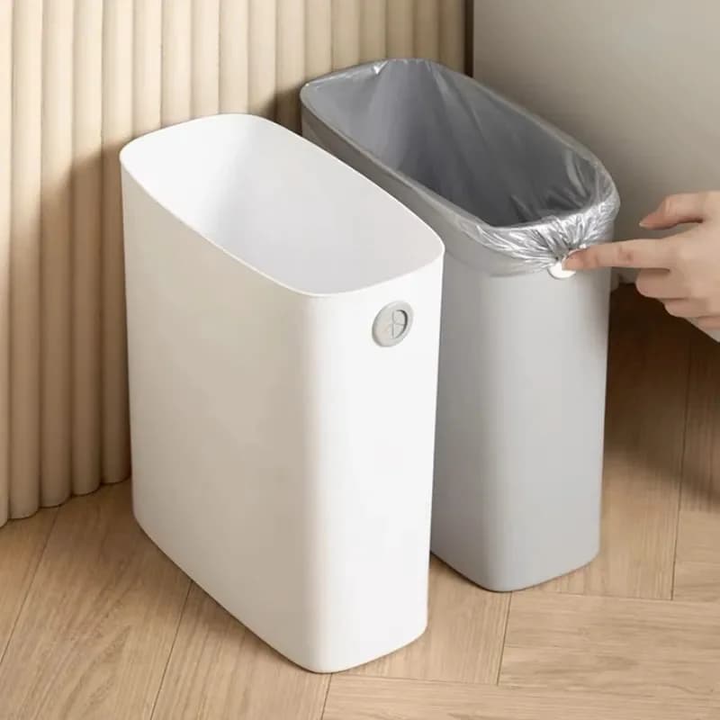 Pattumiera rettangolare per spazi vuoti del bagno, adatta per uso domestico nelle camere da letto, soggiorni e cucine, con un design senza coperchio, T