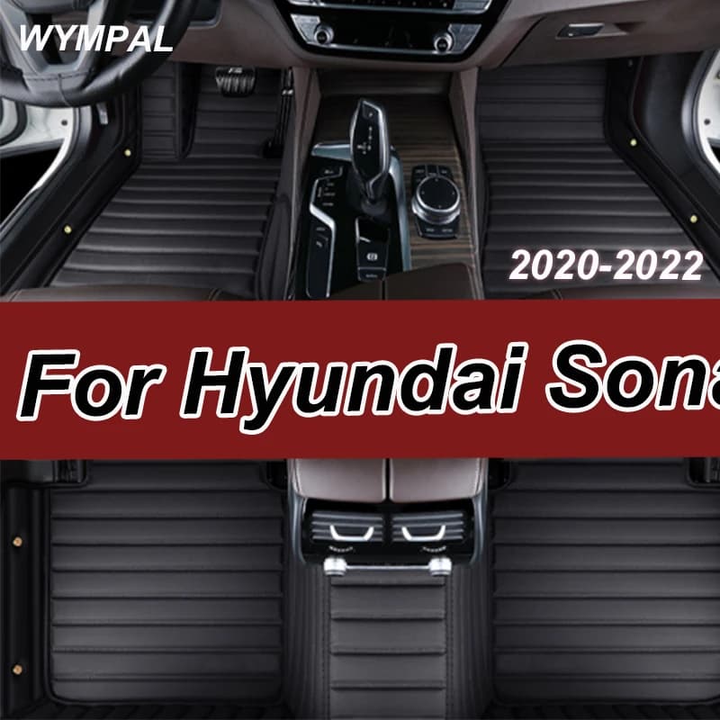 Luxury Car Floor Mats For Hyundai Sonata DN8 MK8 2020 2021 2022 Auto Interior Parts Luxury Mat Leather Rug Set Carpet Car Access