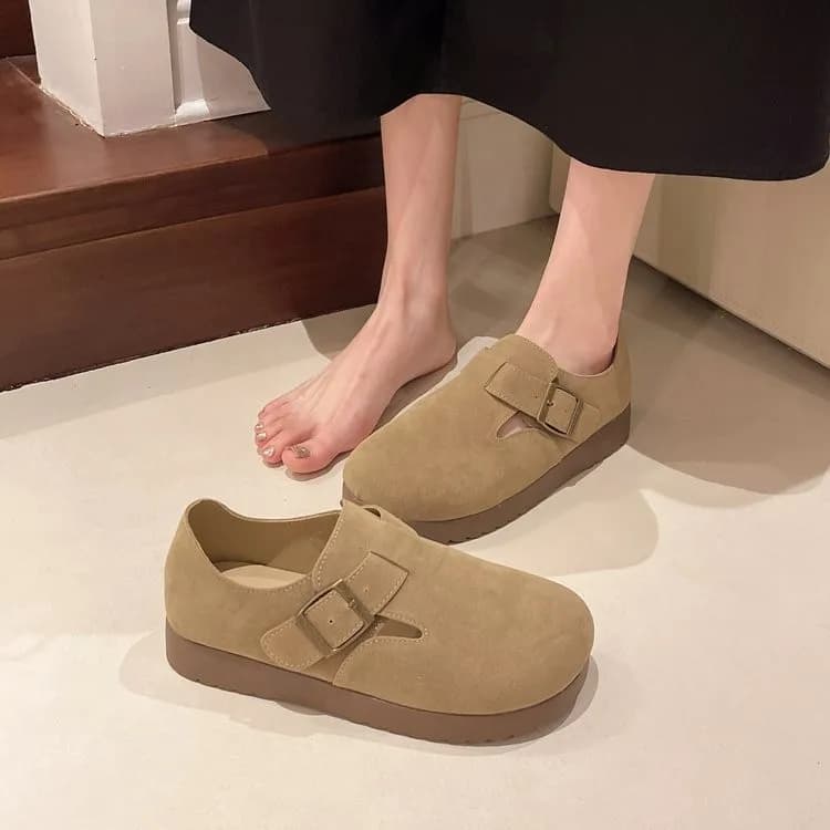 Scarpe Boken da donna con borsa intera nella primavera e nell'autunno del 2025, nuove scarpe singole pigre con suola spessa e un piede