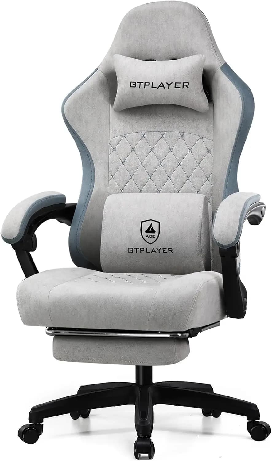 Sedia da Gaming Ergonomica con Cuscino a Molle Insacchettate, Braccioli Collegati, Poggiapiedi e Supporto Lombare per un Uso Confortevole in Ufficio
