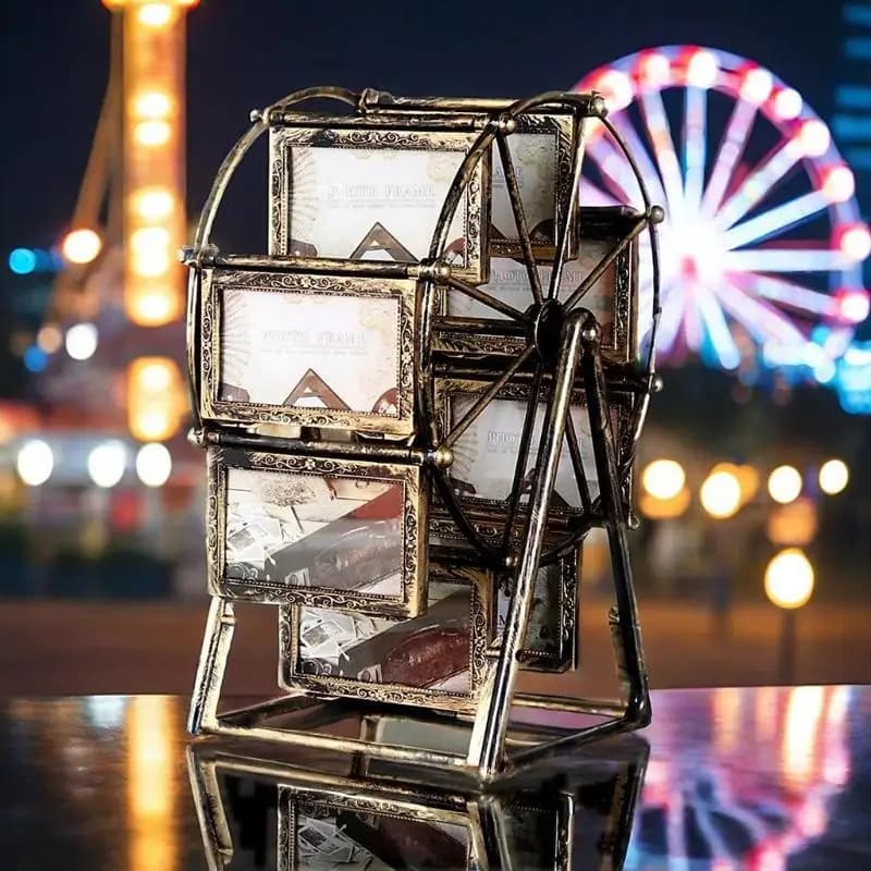 Frame Swivel with Wheel Overview 652F, Windmill Frame with 360° Rotation Display for Gift Table Photo