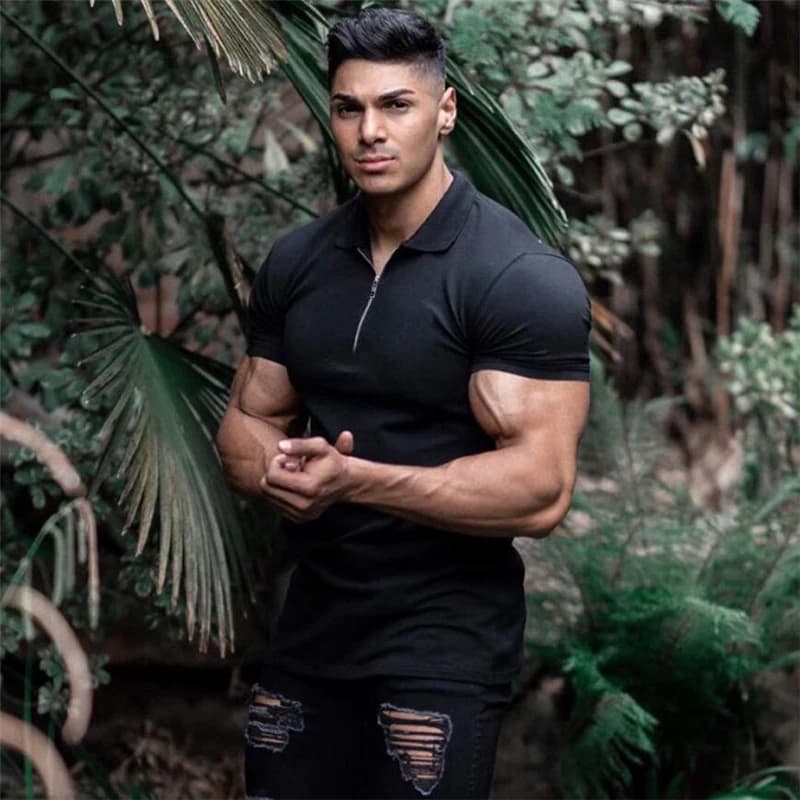 Trainning Exercise Polo Men Symmer Quick Dry Sportswear Plain Short Sleeve High Quality Slim Shirt Gym Fitness Trainer Polos