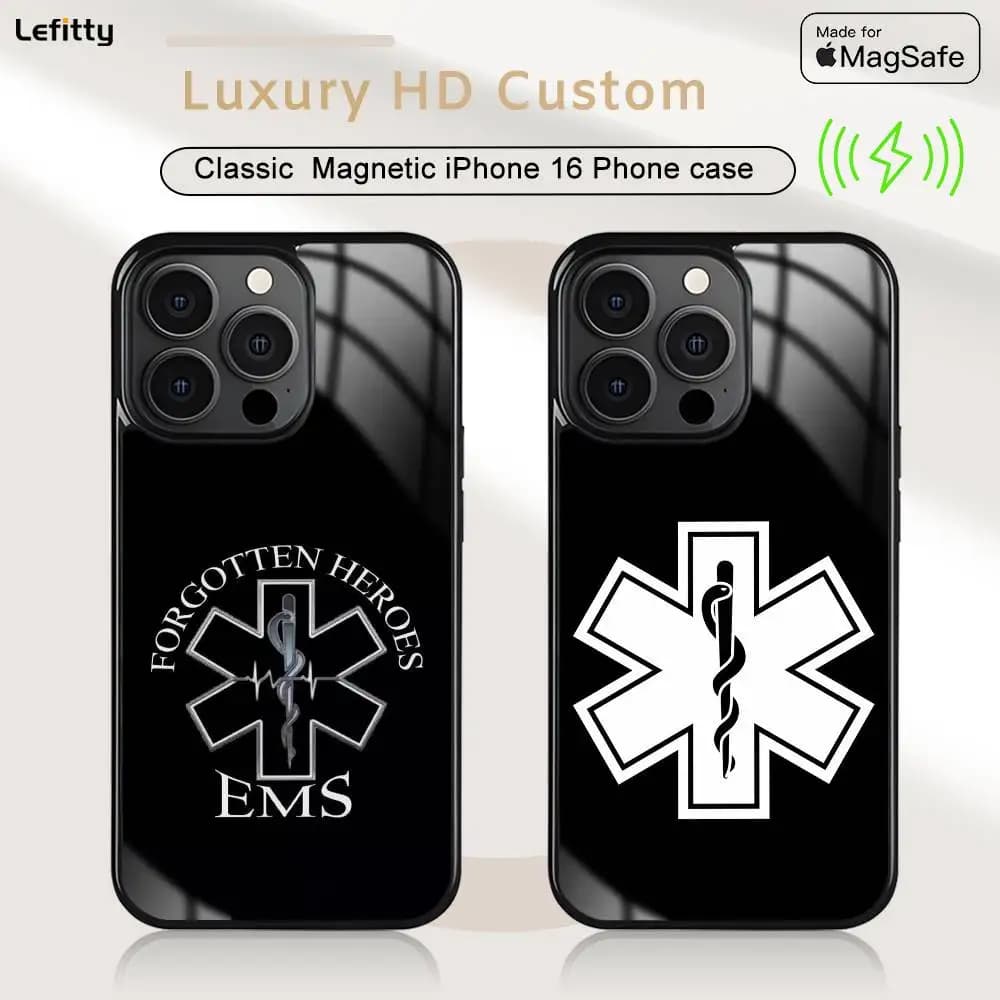 E-EMT EMS Ambulance Phone Case MagSafe Magnetic For iPhone 16 15 14 13 12 11 Pro Plus Max Mini Wireless Charger Funda