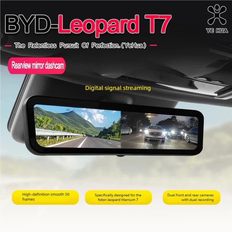 For BYD 2025-26 Formula Leopard Titanium 7: DVR GPS for Car, Dashcam bidirectional, Car Camera, Dashcam with Stream, Rearview Mirror, Driving Recorder