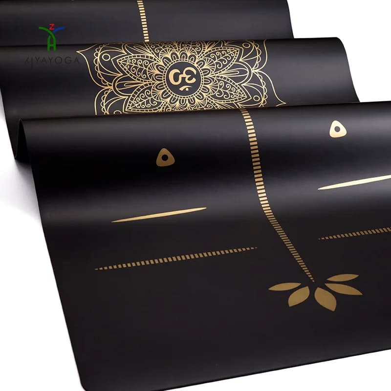 Printed eco-friendly PU yoga mat with logo Black non-slip yoga mat for gym Natural rubber yoga mat Strength pillows 11