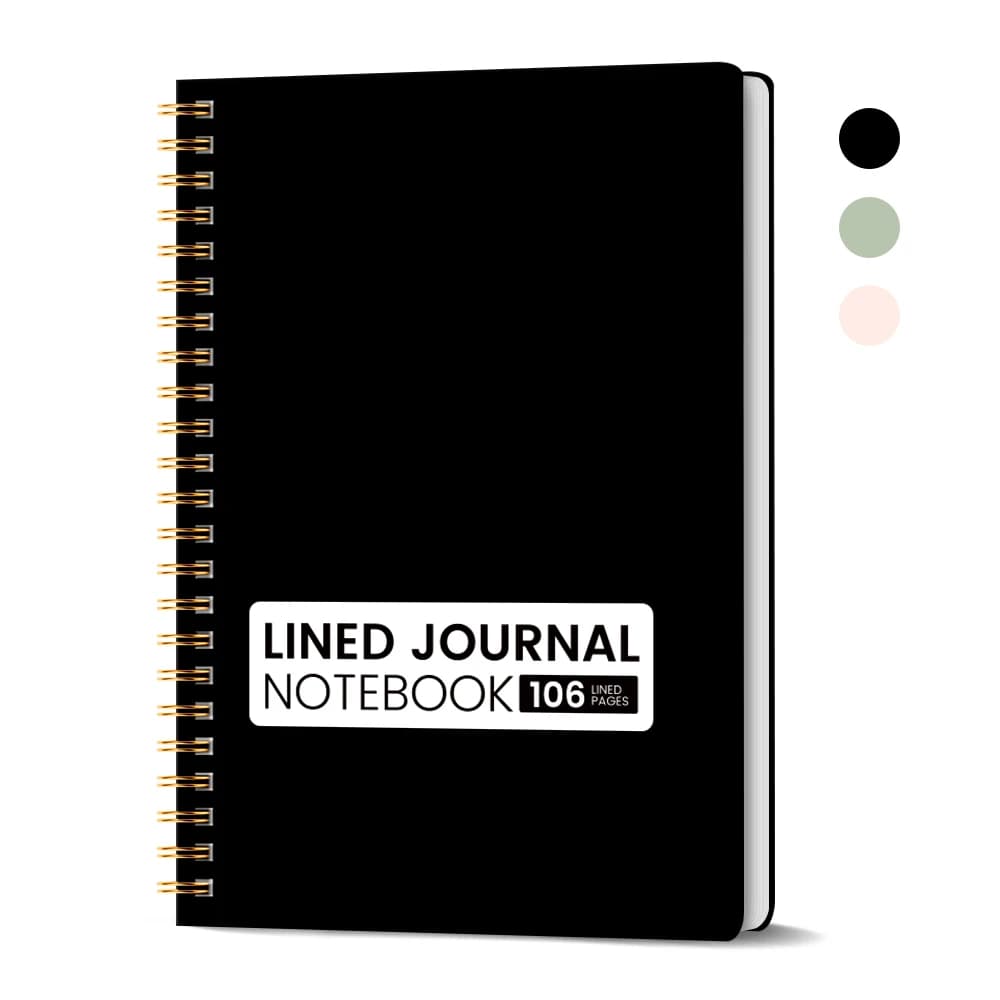 1Pc Lined Spiral Journal Notebook, 106 Pages, College Ruled Hardcover Notebook for Work & Note Taking, Journals for Writing, A5