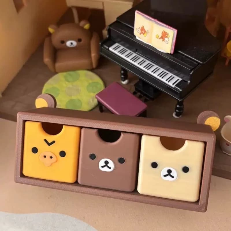 Cartoon Rilakkuma Mini Storage Box Drawer Desktop Ornament Japanese Ins Niche Cute Object Storage Cabinet