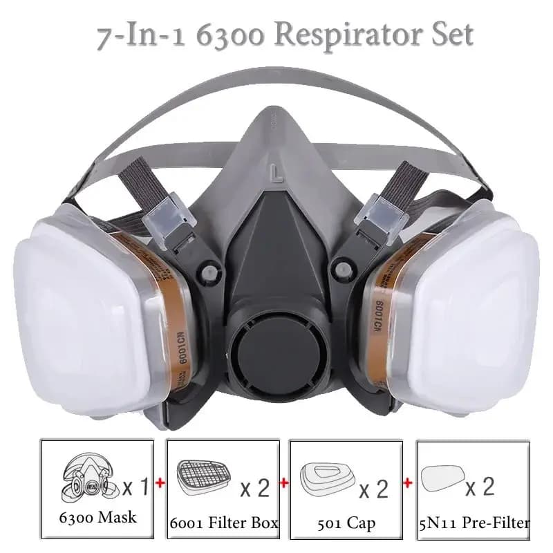 Anti-dust mask 8 In 1 6300/6200 with half-face gas safety glasses for spray polishing safety at work