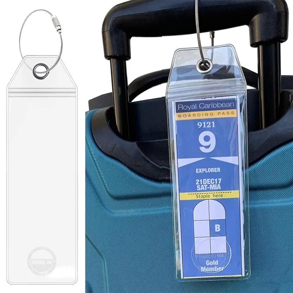 Etichette per Valigie da Viaggio Riutilizzabili con Anelli in Acciaio, Tag per Bagagli da Crociera, Porta Etichette per Valigie