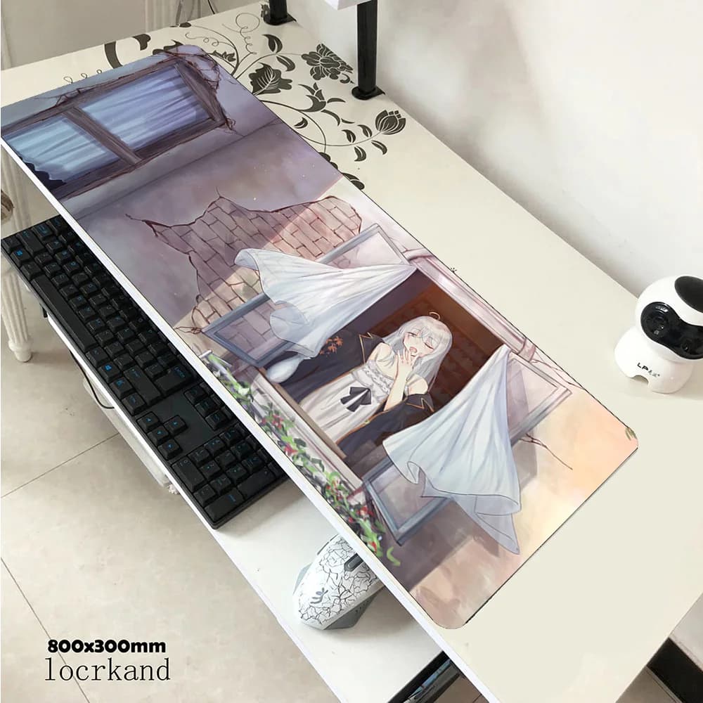 Viaggio di Elaina Mouse Pad Gamer Kawaii Accessori da gioco per PC Mausepad Tappetino da scrivania Tappetino antiscivolo Tappetini per mouse Tappetini per tastiera Xl