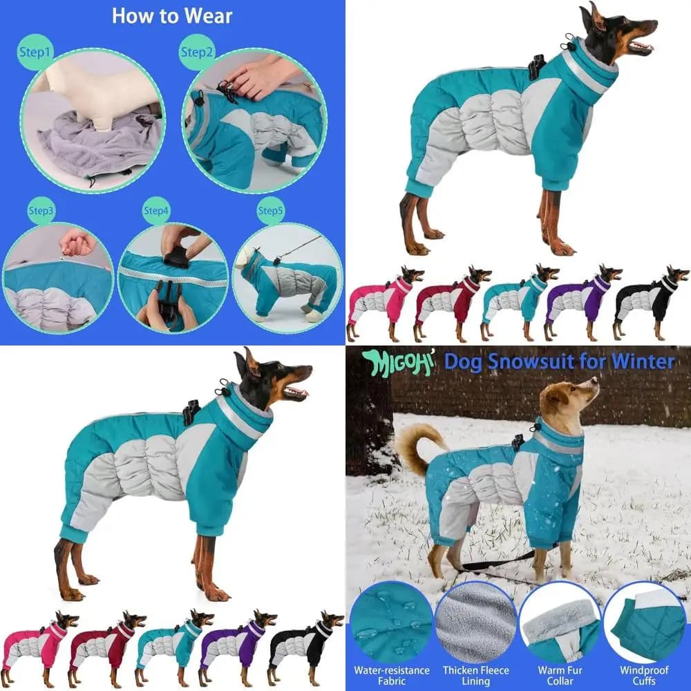 Cappotto Invernale Riflettente per Cani con Imbracatura, Design a Collo Alto e Chiusura con Cerniera per Cani di Taglia Media e Grande