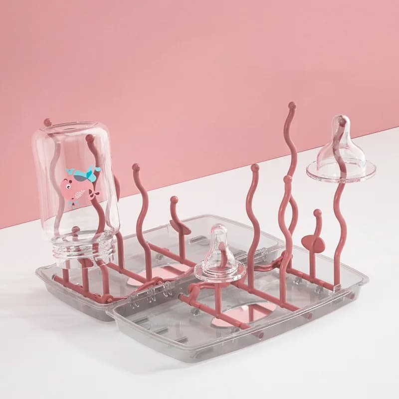 Antipolvere con coperchio Stendino per biberon Scatola portaoggetti pieghevole multifunzionale per stendino per ciuccio portatile